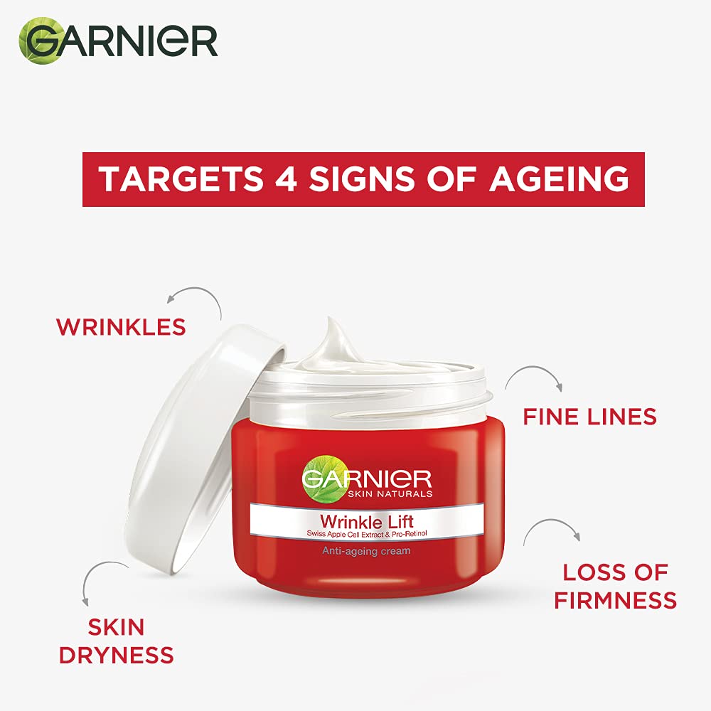 Garnier cream on hand demonstrating spreadable texture and hydrating effect