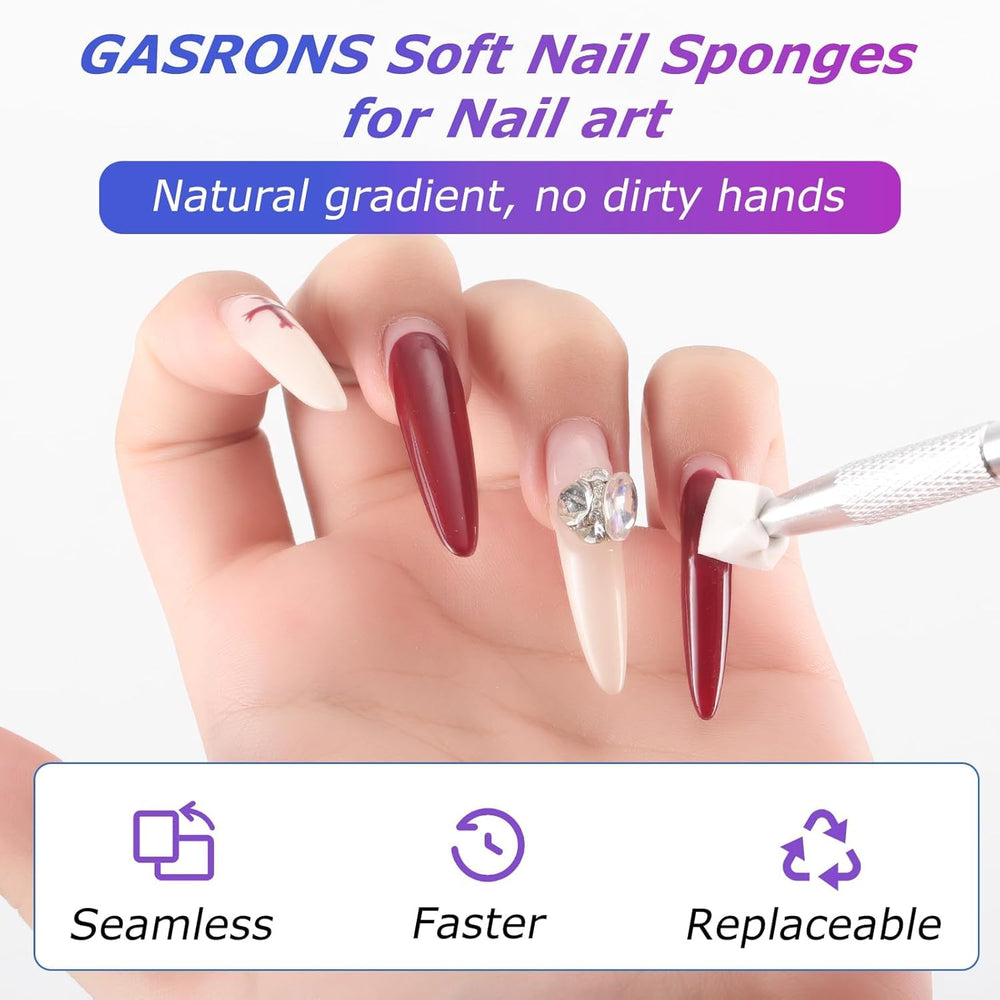 GASRONS sponge dabbing polish on nail producing smooth ombre gradient effect