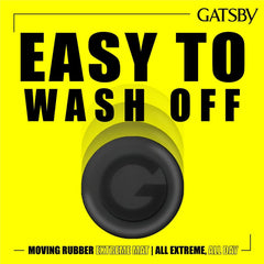 GATSBY wax warmed in hands demonstrating easy spreadability and control