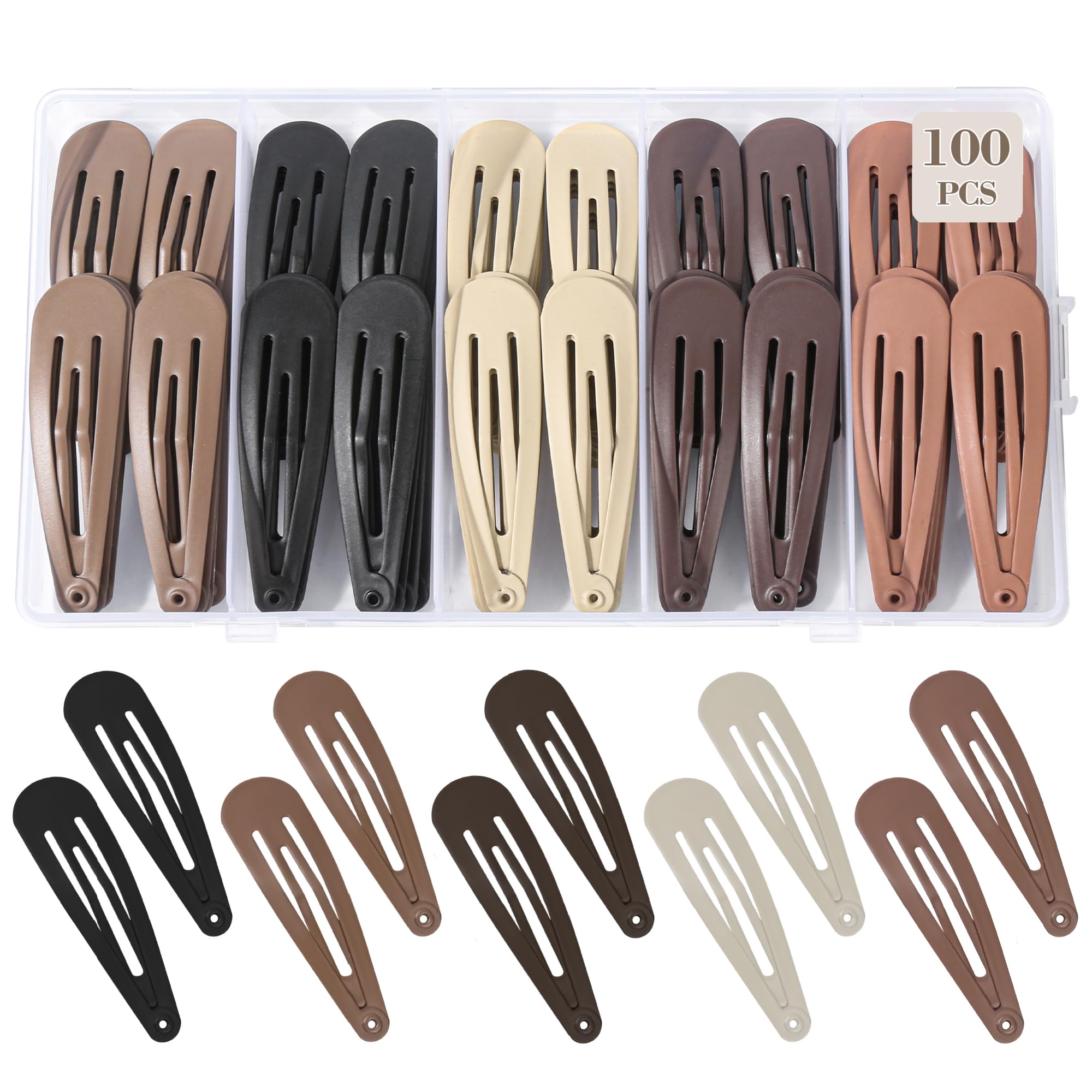 GBYMIUY front packaging showing 100 matte snap clips, organized and travel-ready