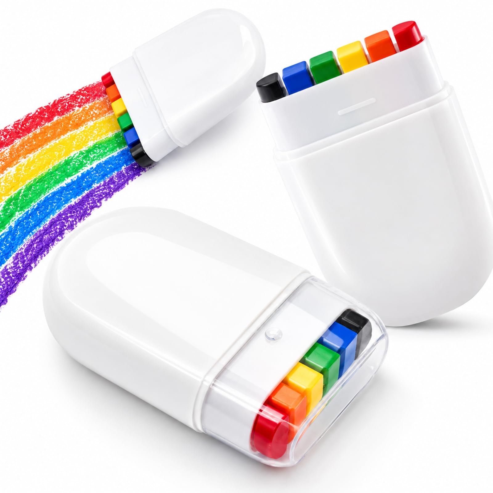 GCCL front packaging showing two rainbow stripe fan brush sticks and branding for quick pride makeup