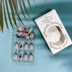 GCSQW press-on application in hand, fast at-home manicure convenience