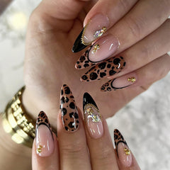 GCSQW front packaging shot showing 24-piece leopard press-on nails for instant style