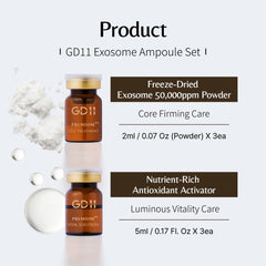 GD11 activator vial label detail displaying Pycnogenol and glutathione antioxidant support