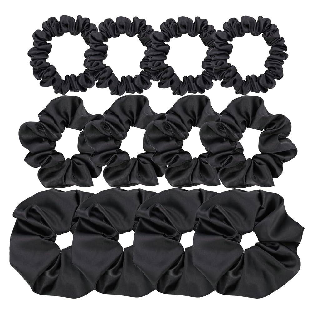 Gebelle front packaging showing 12 black satin scrunchies and value bundle