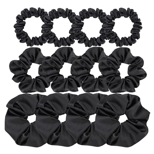 Gebelle front packaging showing 12 black satin scrunchies and value bundle