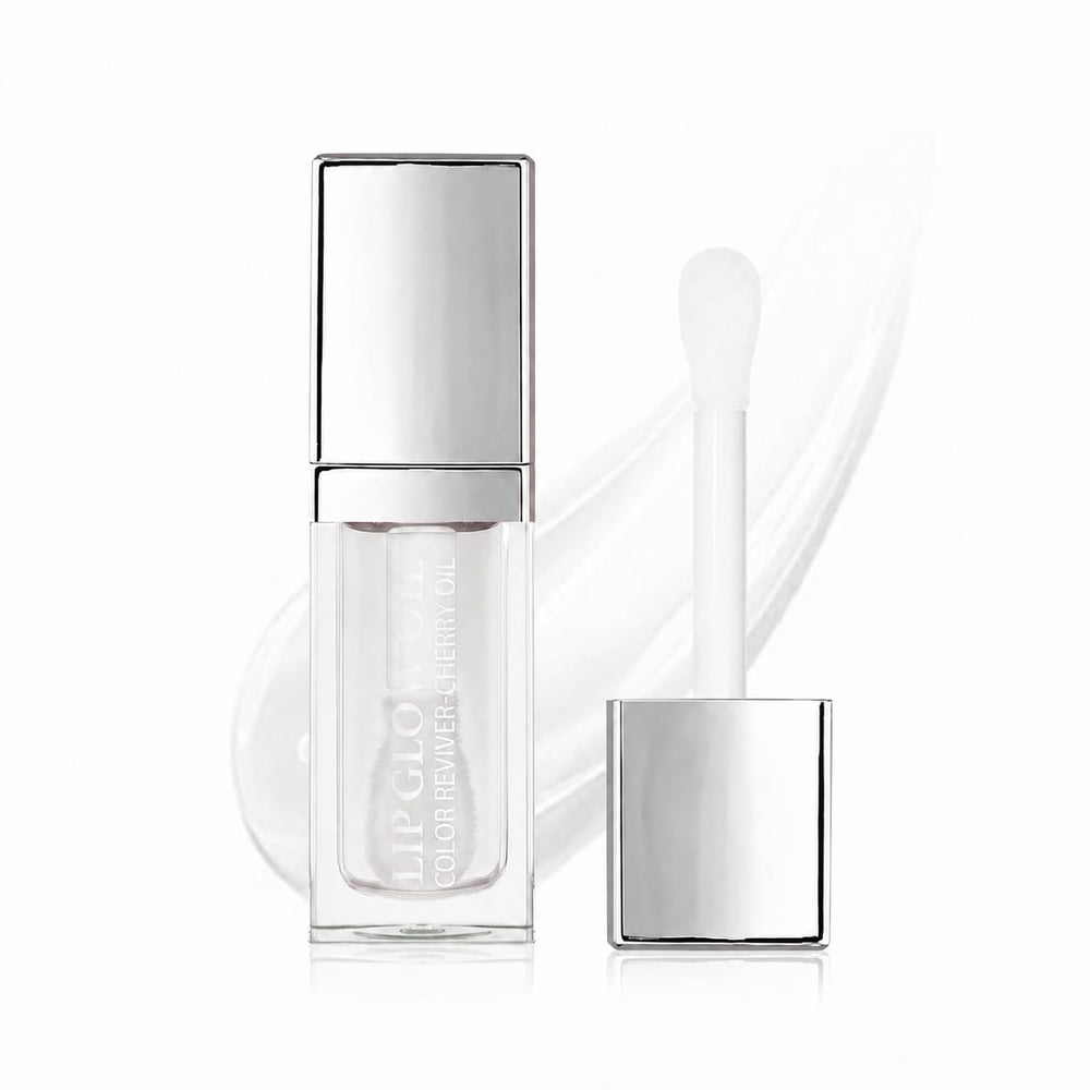 GECOMO lip oil front tube showing clear glossy finish and travel size benefit
