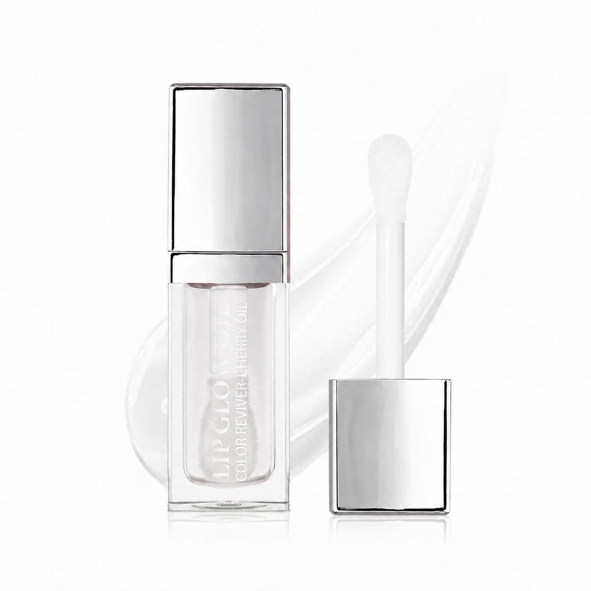 GECOMO lip oil front tube showing clear glossy finish and travel size benefit