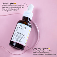 Geek & Gorgeous dropper dispensing serum illustrating easy application and control
