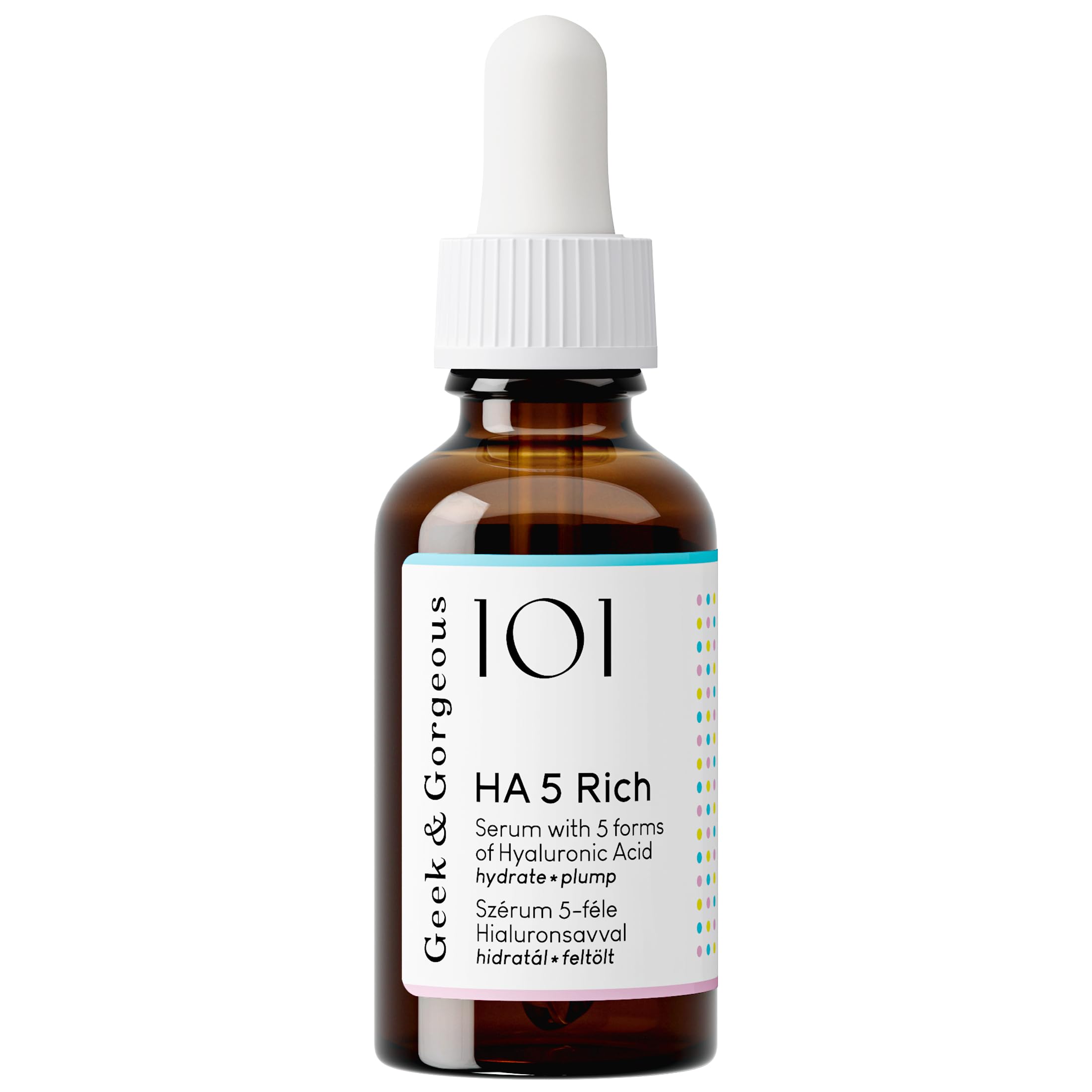 Geek & Gorgeous label close-up highlighting ingredient list and clinical testing