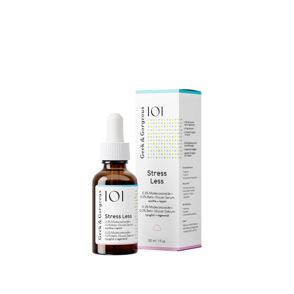Geek & Gorgeous front bottle showing calming gel serum and brand