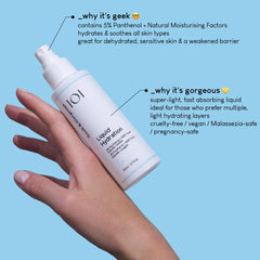 Geek & Gorgeous clear liquid texture pool highlighting lightweight non-greasy hydration