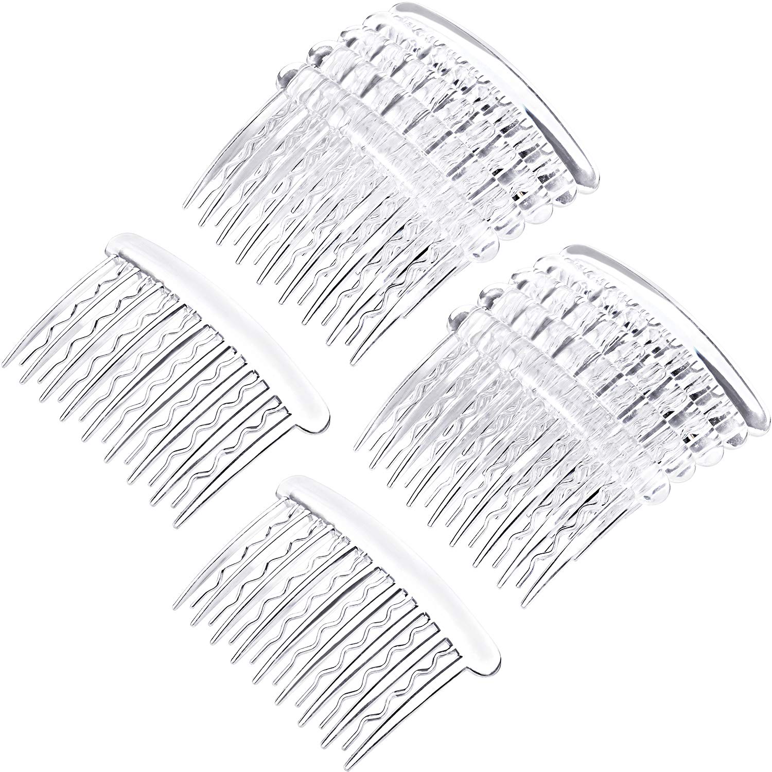 Gejoy front view of 12-piece side comb set showing tortoise and transparent colors and convenience