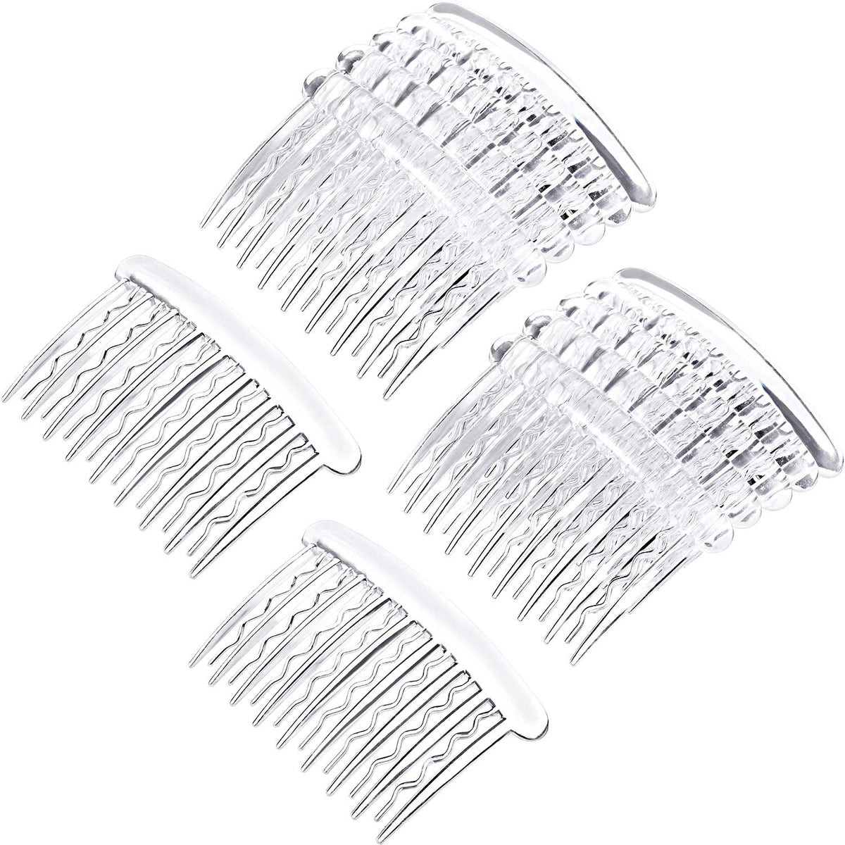 Gejoy front view of 12-piece side comb set showing tortoise and transparent colors and convenience
