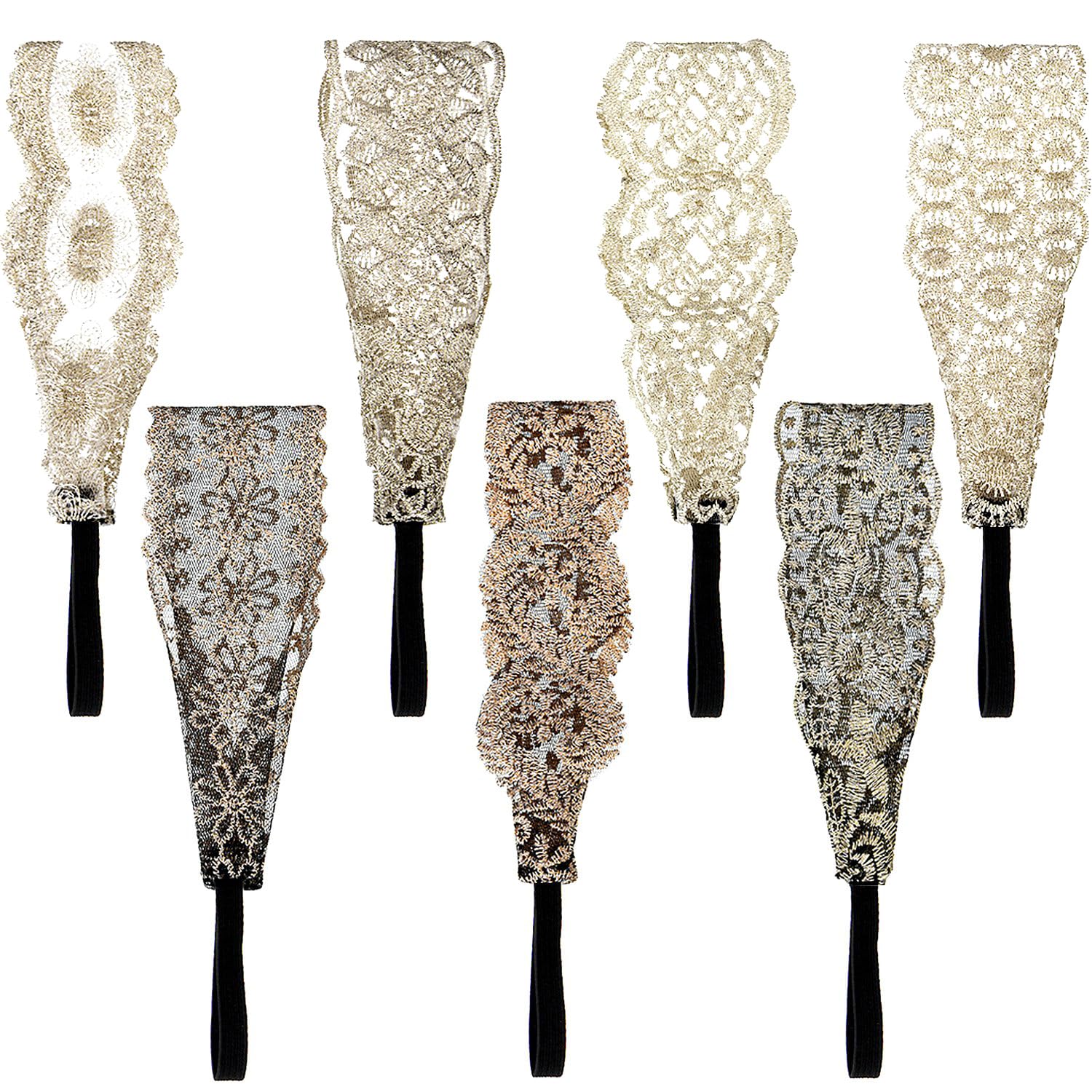 Gejoy lace headbands pack front view showing assorted elegant designs and variety