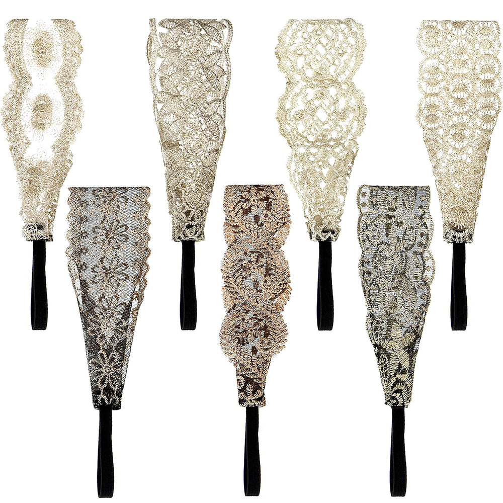 Gejoy lace headbands pack front view showing assorted elegant designs and variety