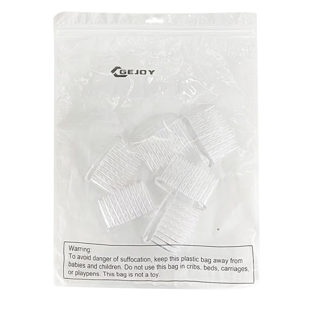 Gejoy transparent comb held in hand to show lightweight 3-inch size and easy placement