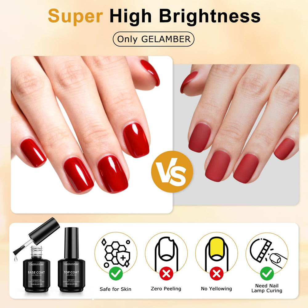 GELAMBER manicure in progress with gel base and top for long wear