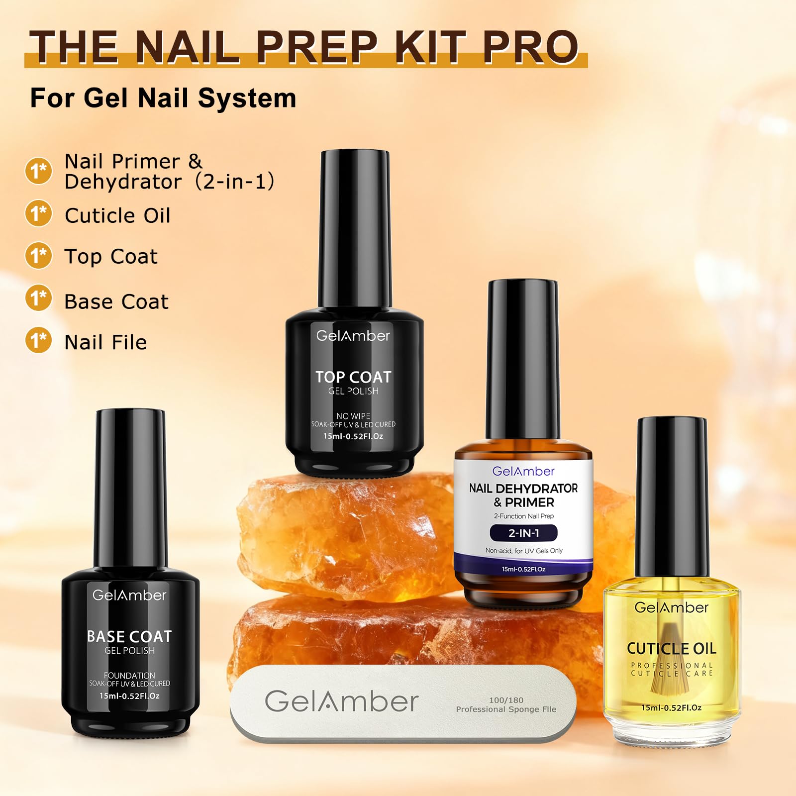 GELAMBER nail file detail showing grit for shaping and prep