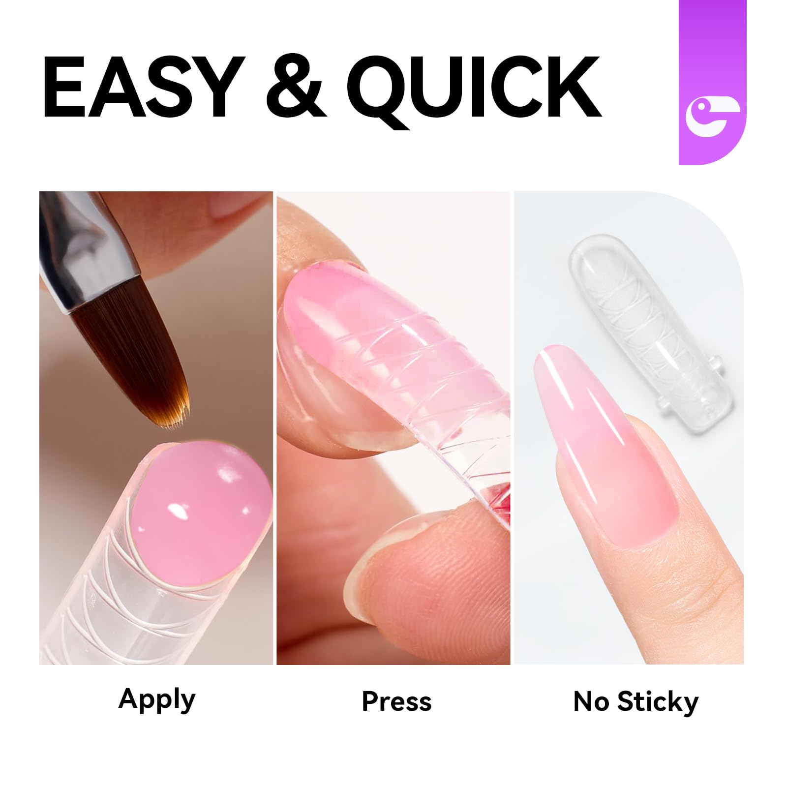 gelike ec after cure polished tips displayed, smooth salon finish benefit
