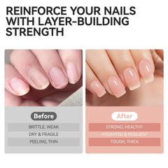 gelike ec before and after nails showing strengthened, smoother nails