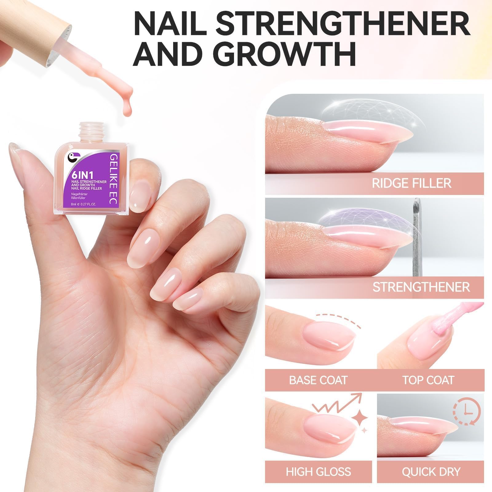 gelike ec brush and neck close-up highlighting smooth application benefit