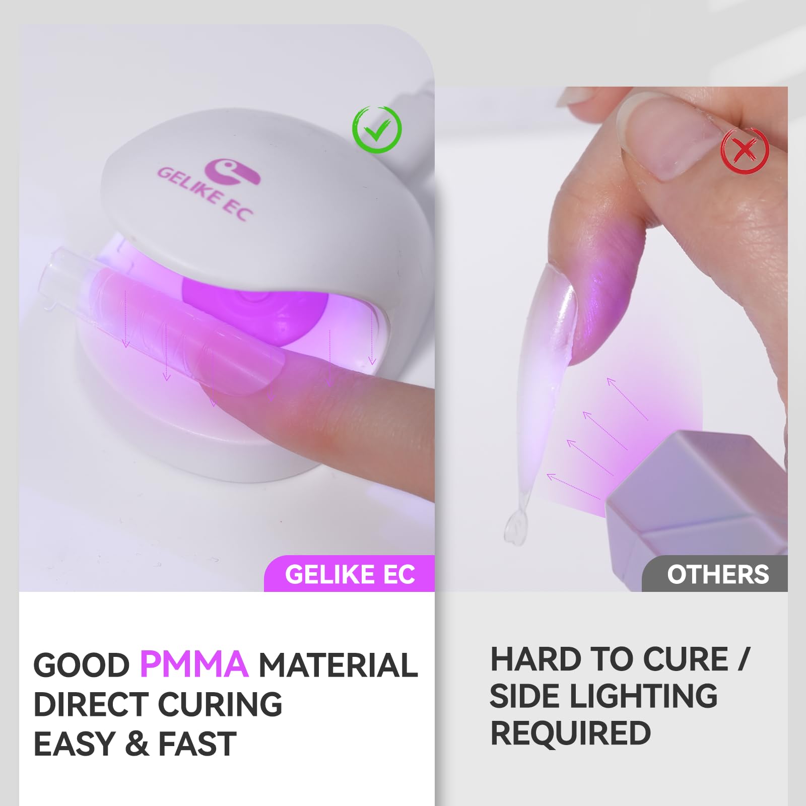 gelike ec close-up of PMMA edge, thin yet strong material benefit