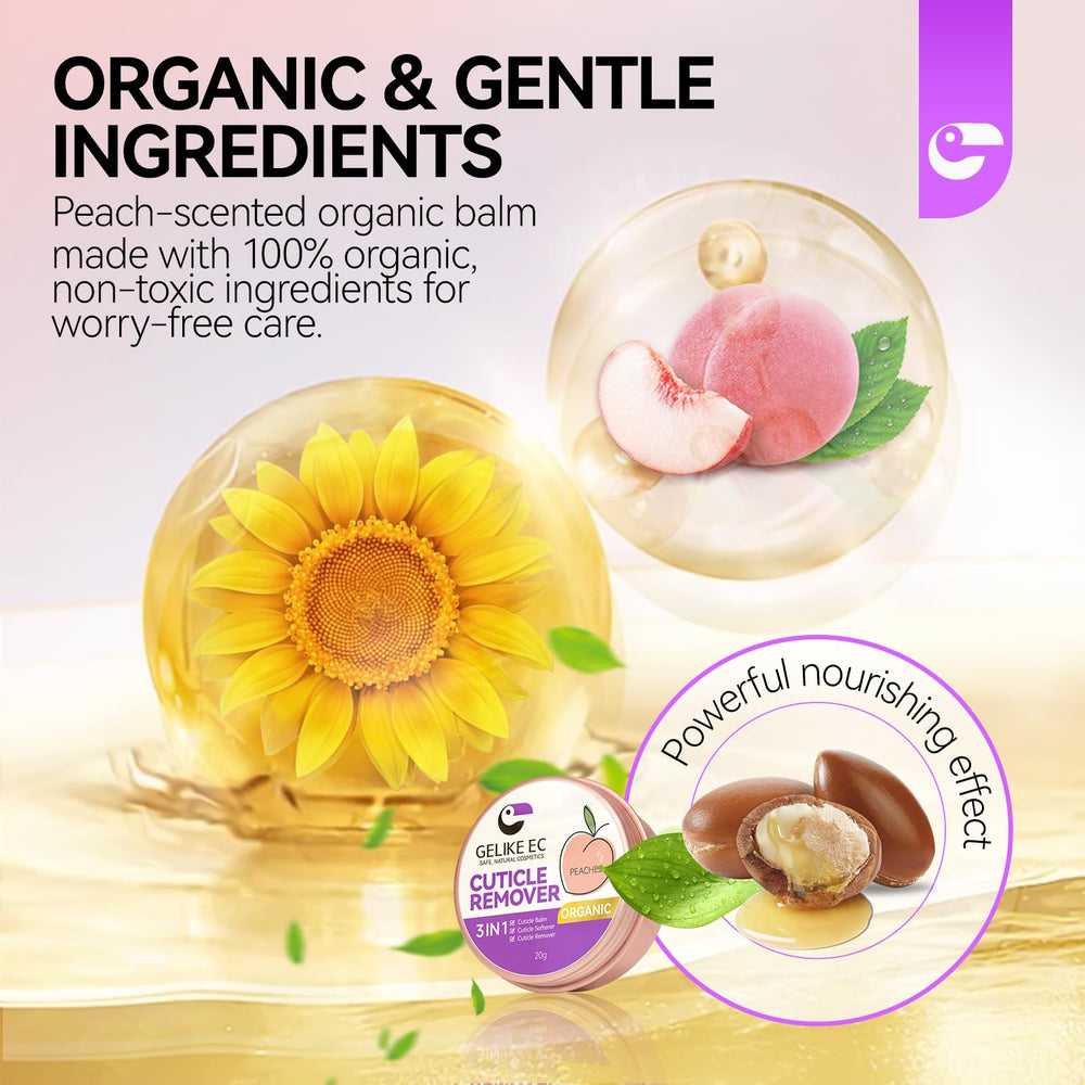 gelike ec label close-up listing vitamins A and E, transparent ingredient benefits