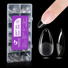gelike ec front packaging showing almond soft gel tips and quantity benefit