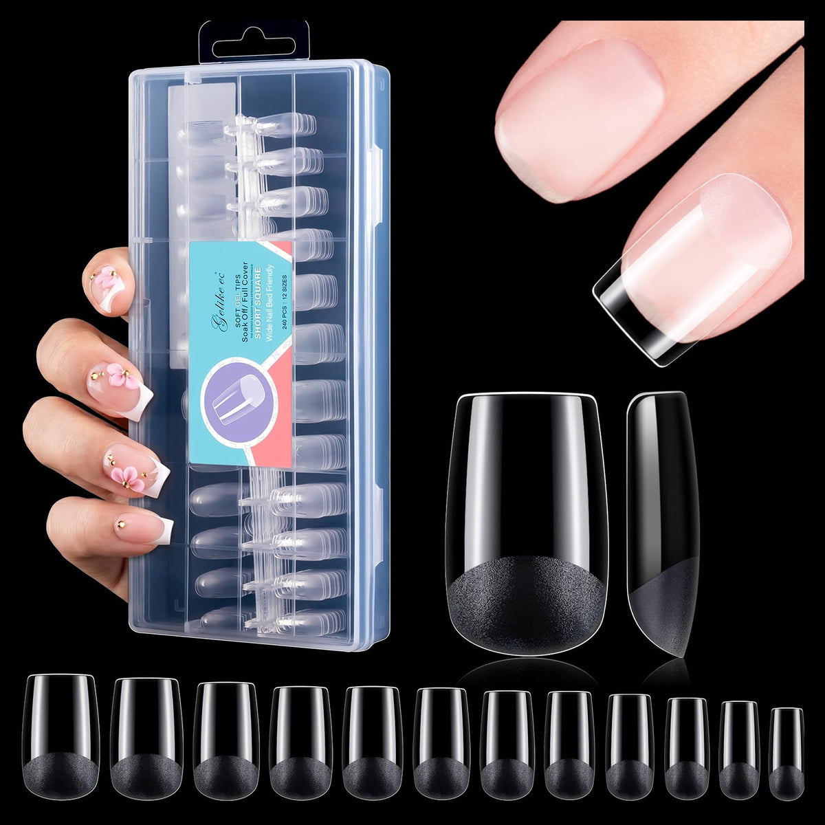 gelike ec front packaging showing 240-piece kit for quick identification and convenience