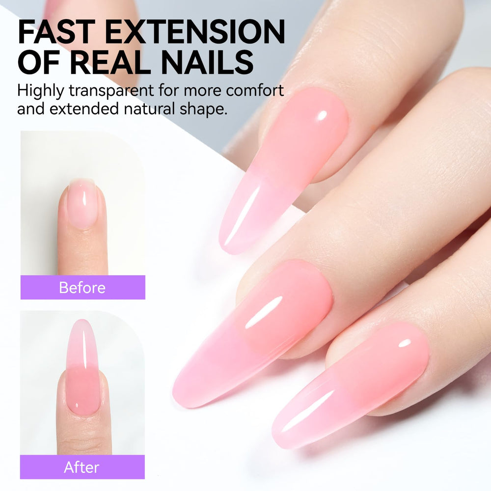 gelike ec in use pressing poly gel into form, faster extension workflow benefit