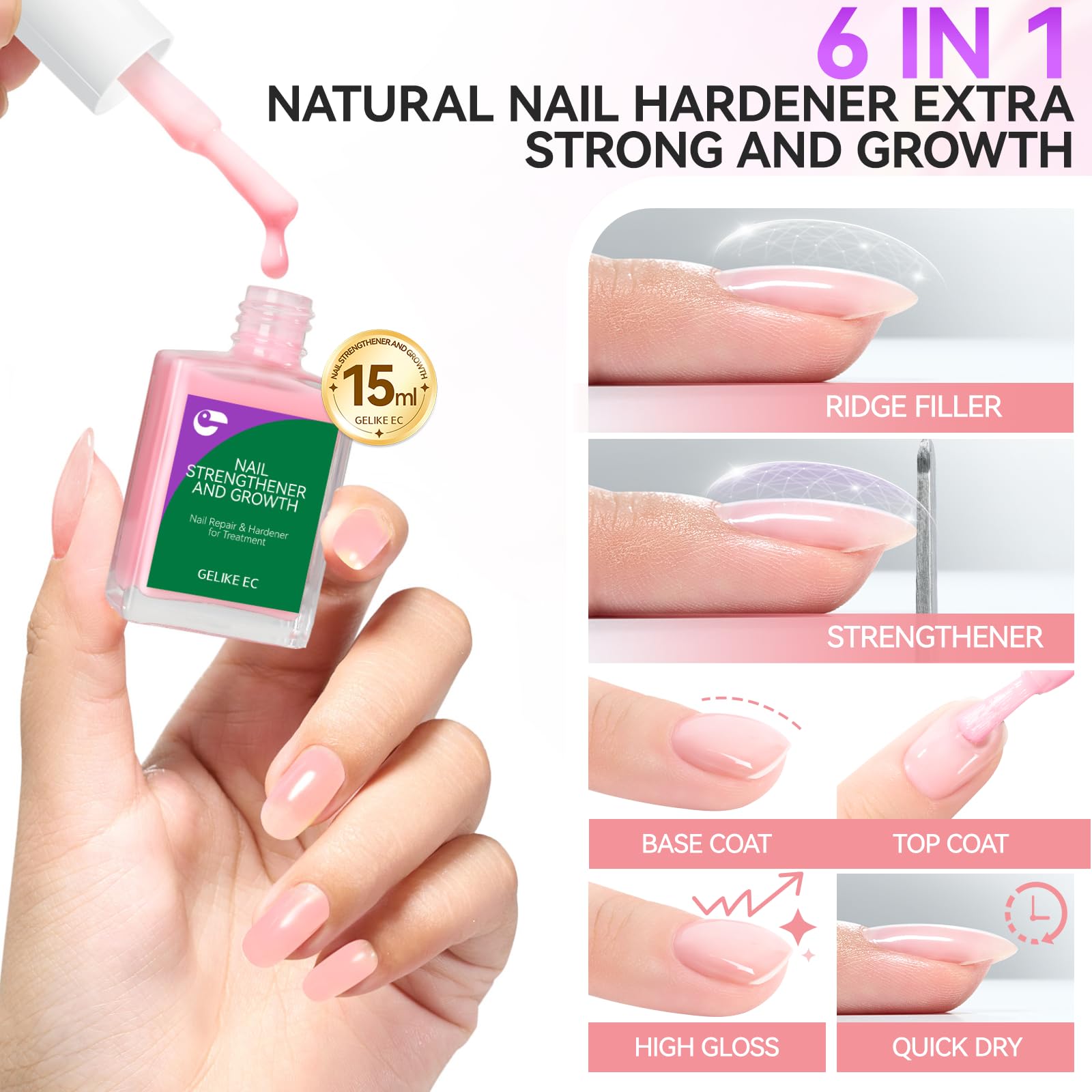 gelike ec nail before and after comparison showing stronger nails