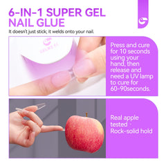 gelike ec press-ons applied on hands showing long-lasting, natural-looking hold