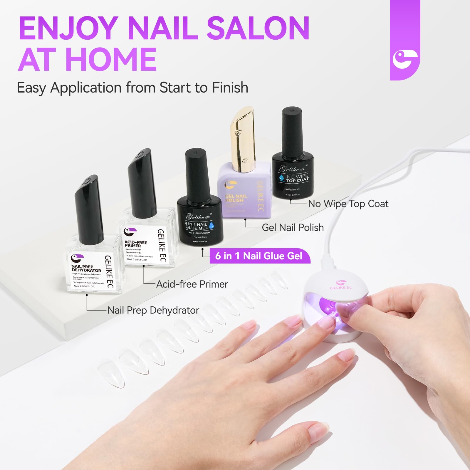 gelike ec in salon setup demonstrating professional home results