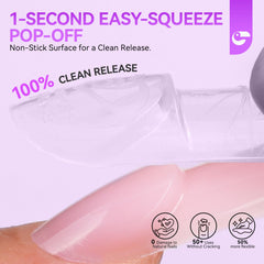 gelike ec PMMA material flexing to illustrate easy-squeeze removal benefit