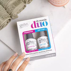 Gelish bottle in hand demonstrating ergonomic monogrammed cap for comfort