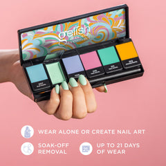 Gelish creamy gel texture applied in a stroke showing smooth leveling benefit