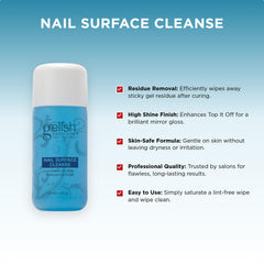 Gelish cleanser pouring close-up to show liquid texture and easy application benefit