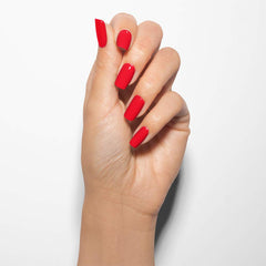 Gelish Fire Cracker swatch on natural nails demonstrating vibrant coverage