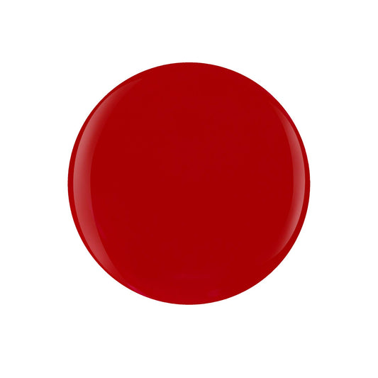 Gelish Hot Rod Red brush stroke demonstrating smooth, streak-free pigment payoff