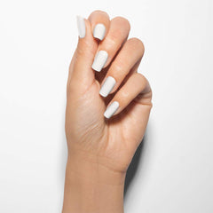Gelish Sheek White on model fingers showing salon-grade glossy finish