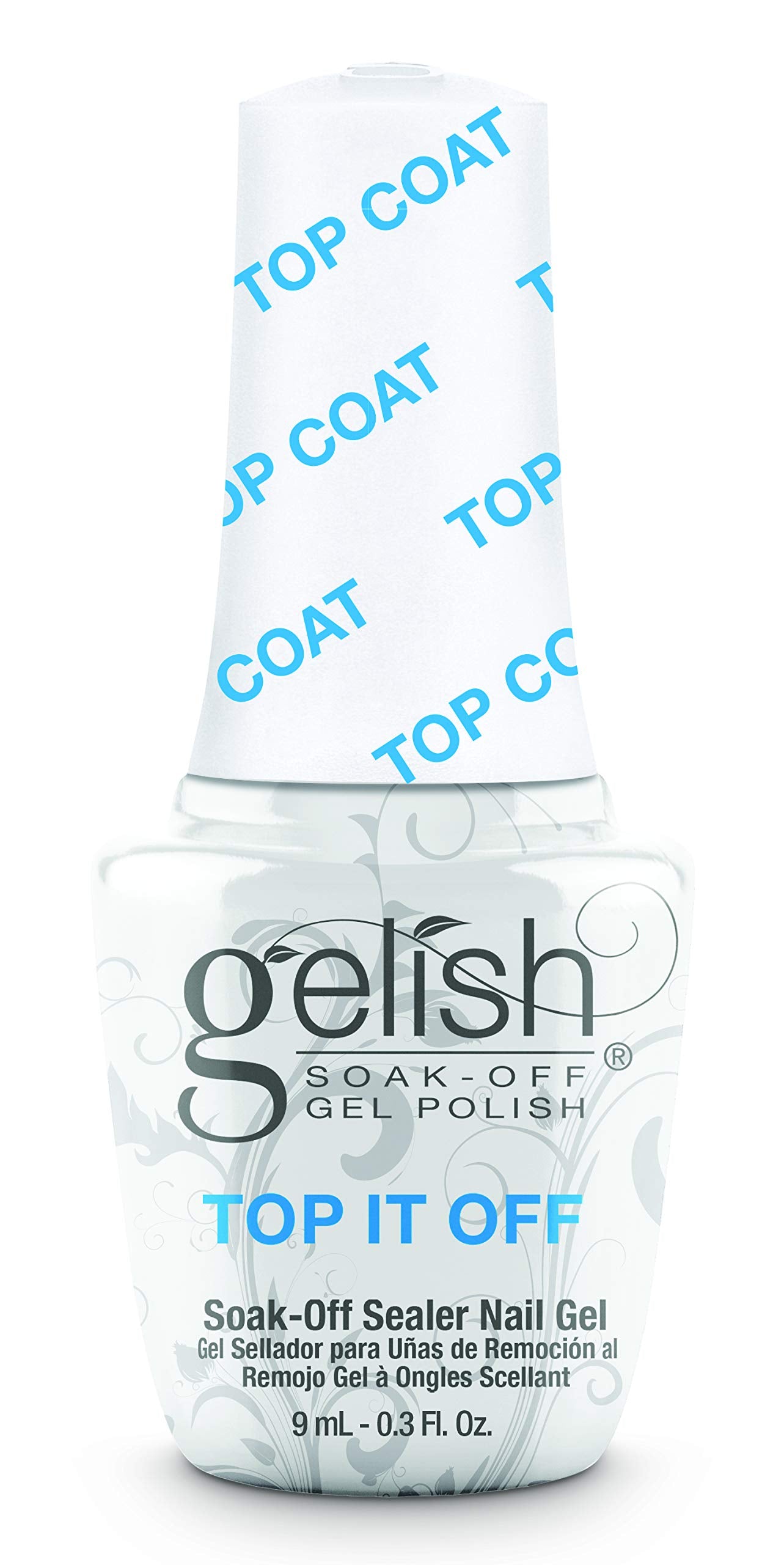 Gelish front bottle showing label and glossy finish benefit