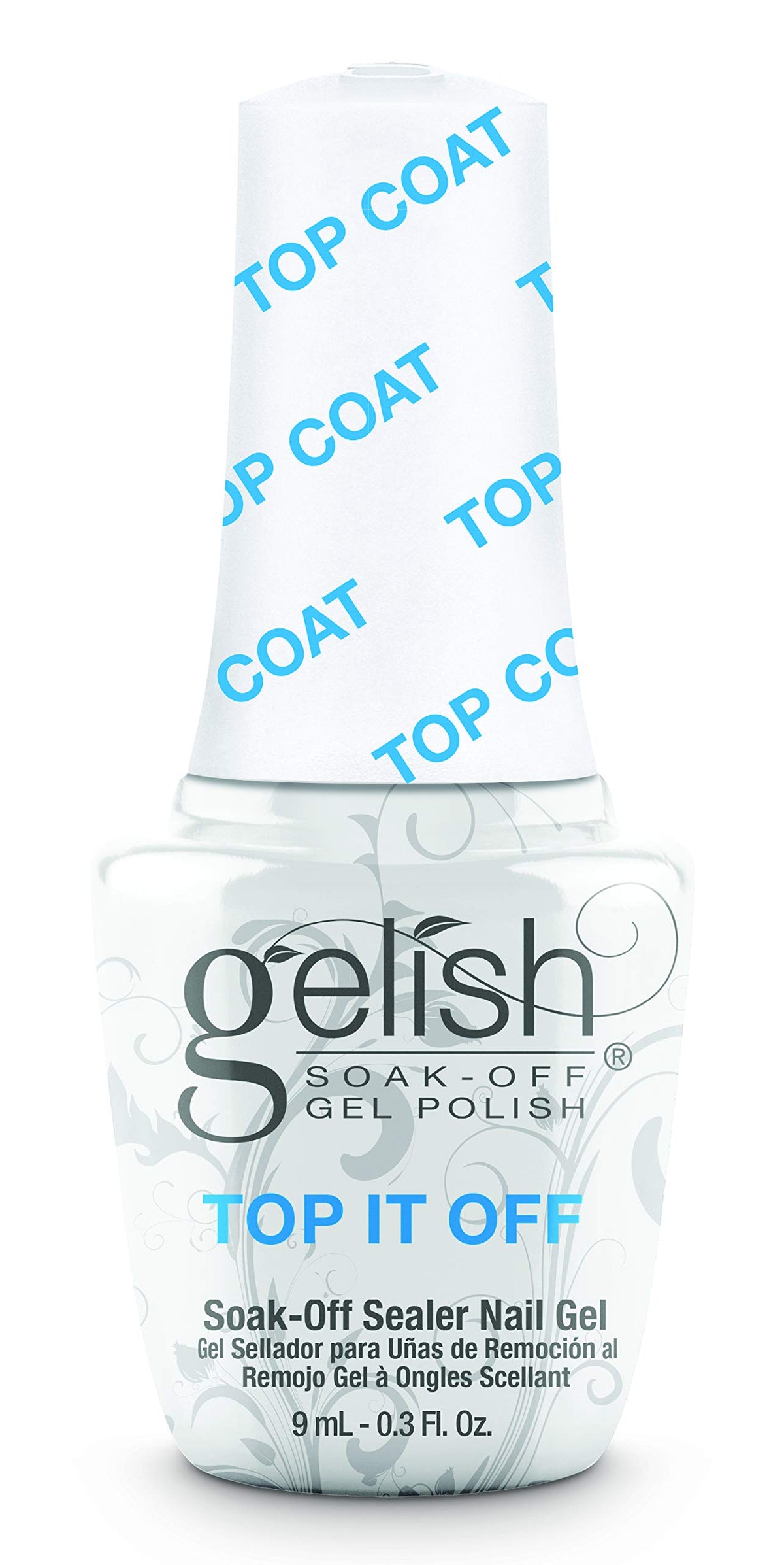Gelish front bottle showing label and glossy finish benefit