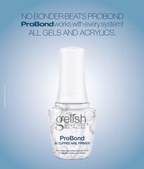 Gelish ProBond brush application on nail plate demonstrating precise bonding benefit