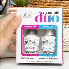 Gelish 15mL bottles next to ruler for clear size and travel-friendly benefit