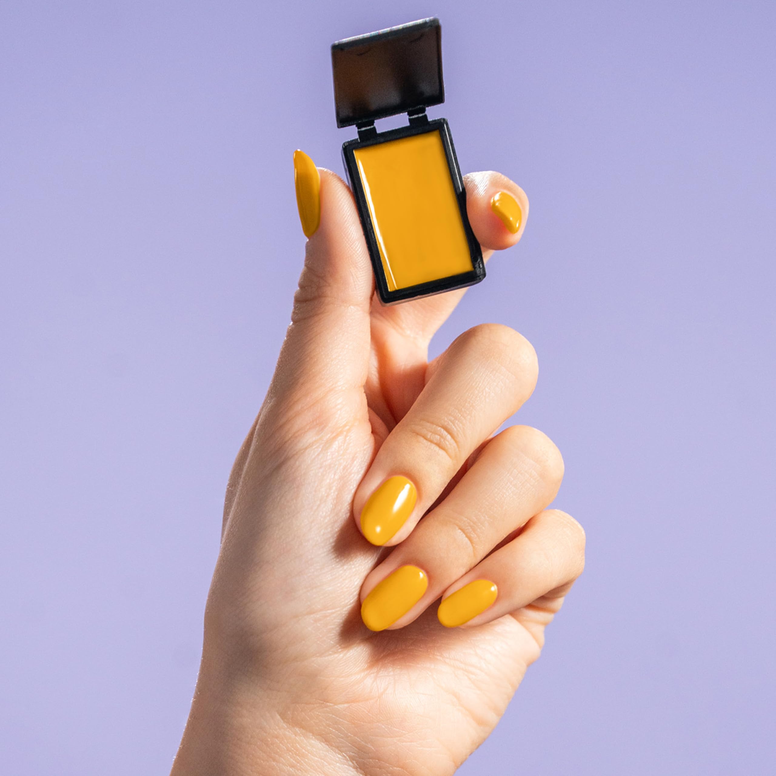 Gelish palette beside a credit card showing compact size for travel and portability