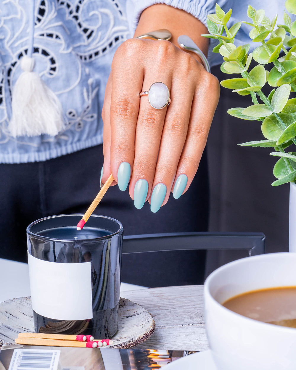 Gelish Water Baby lifestyle manicure scene showing professional results on hands benefit