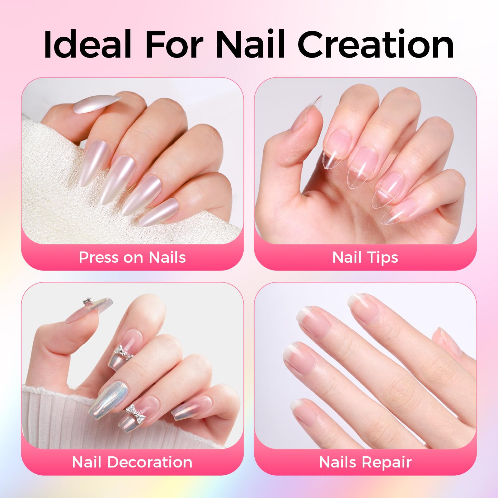 Comparison of nails before and after GELLAKTIK bond showing secure, longer-lasting wear