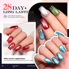 GELLAKTIK cat eye effect on nail displaying sharp reflective band