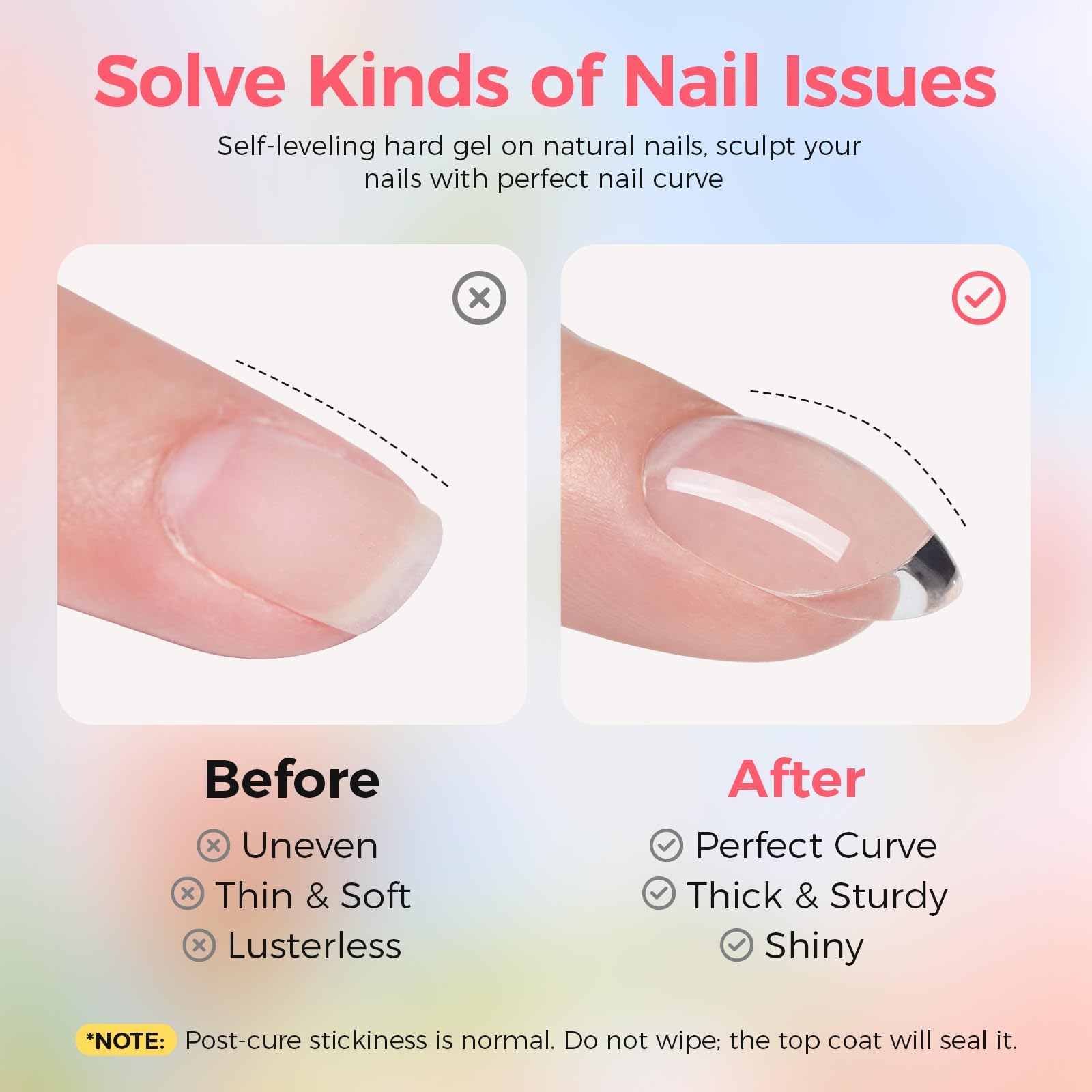 GELLAKTIK cured nail extension side view displaying glossy, strong finish
